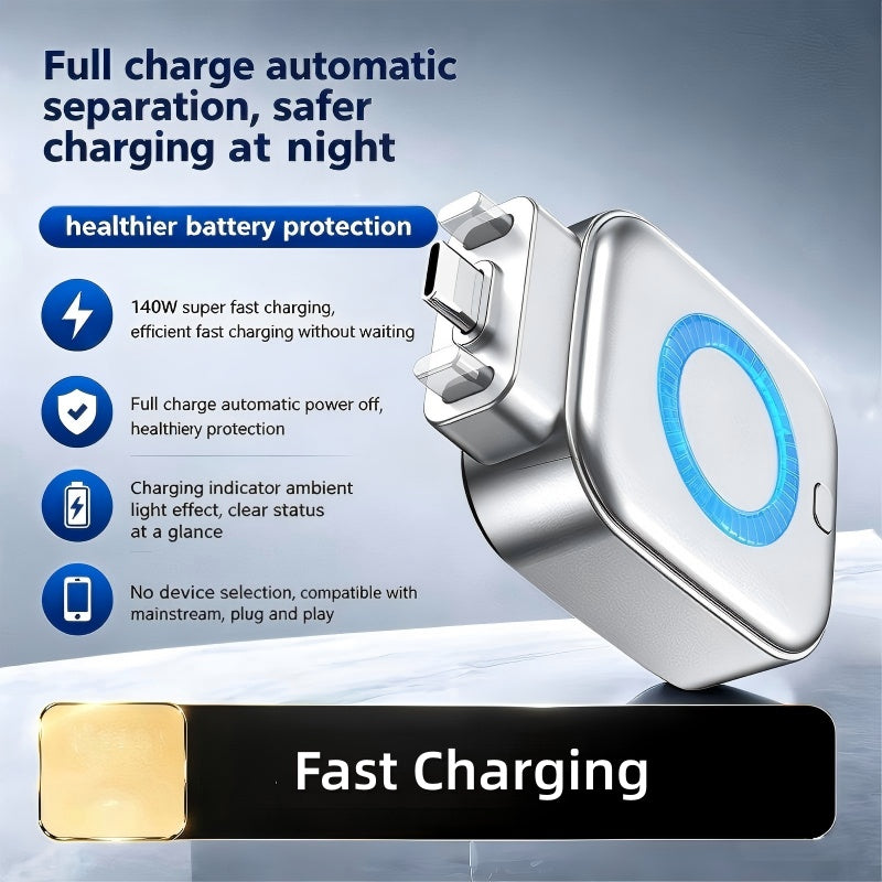 🌞Commencez le printemps en beauté avec 50 % de réduction !⚡Chargeur ultra-rapide 140 W avec arrêt automatique par IA - USB-C PD3.1 - Protection intelligente de la batterie - Compatible avec iPhone, MacBook et tablettes