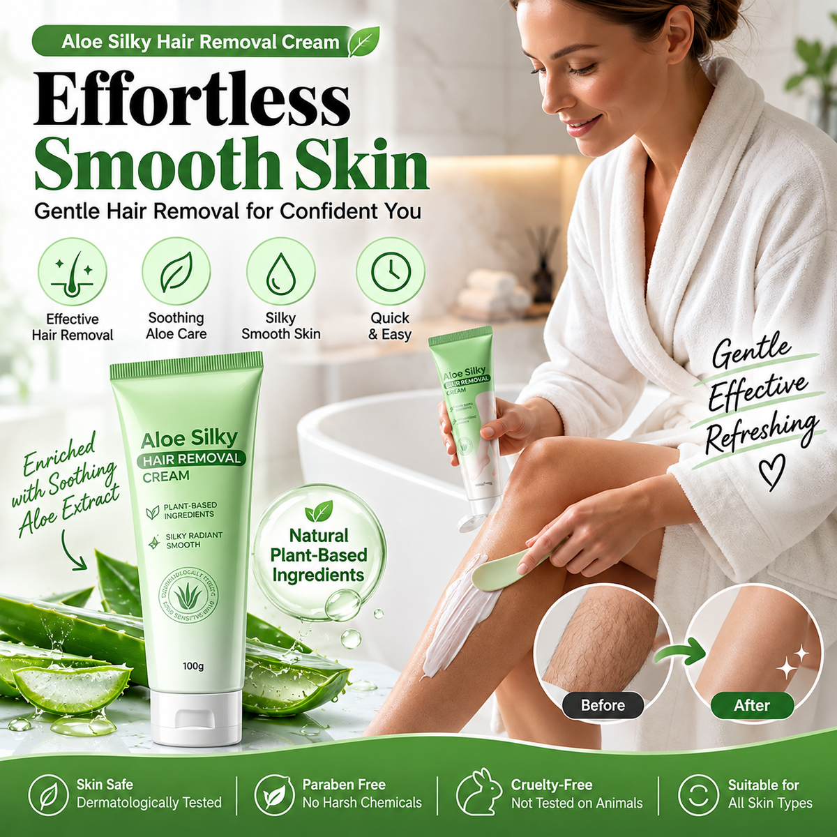 🌿Painless Gentle Aloe Vera Hair Removal Cream